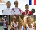 Yohann Diniz 50 km yürüyüş şampiyonu ve Sergey Bakulin Grzegorz Sudol (2 ve 3) Avrupa Atletizm Şampiyonası&#039;nda Barcelona 2010